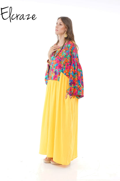 colorful floral galabia dress