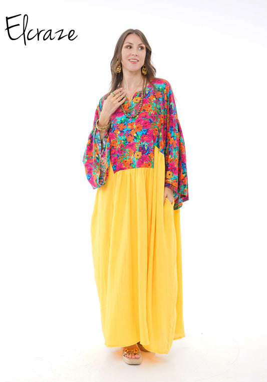 colorful floral galabia dress